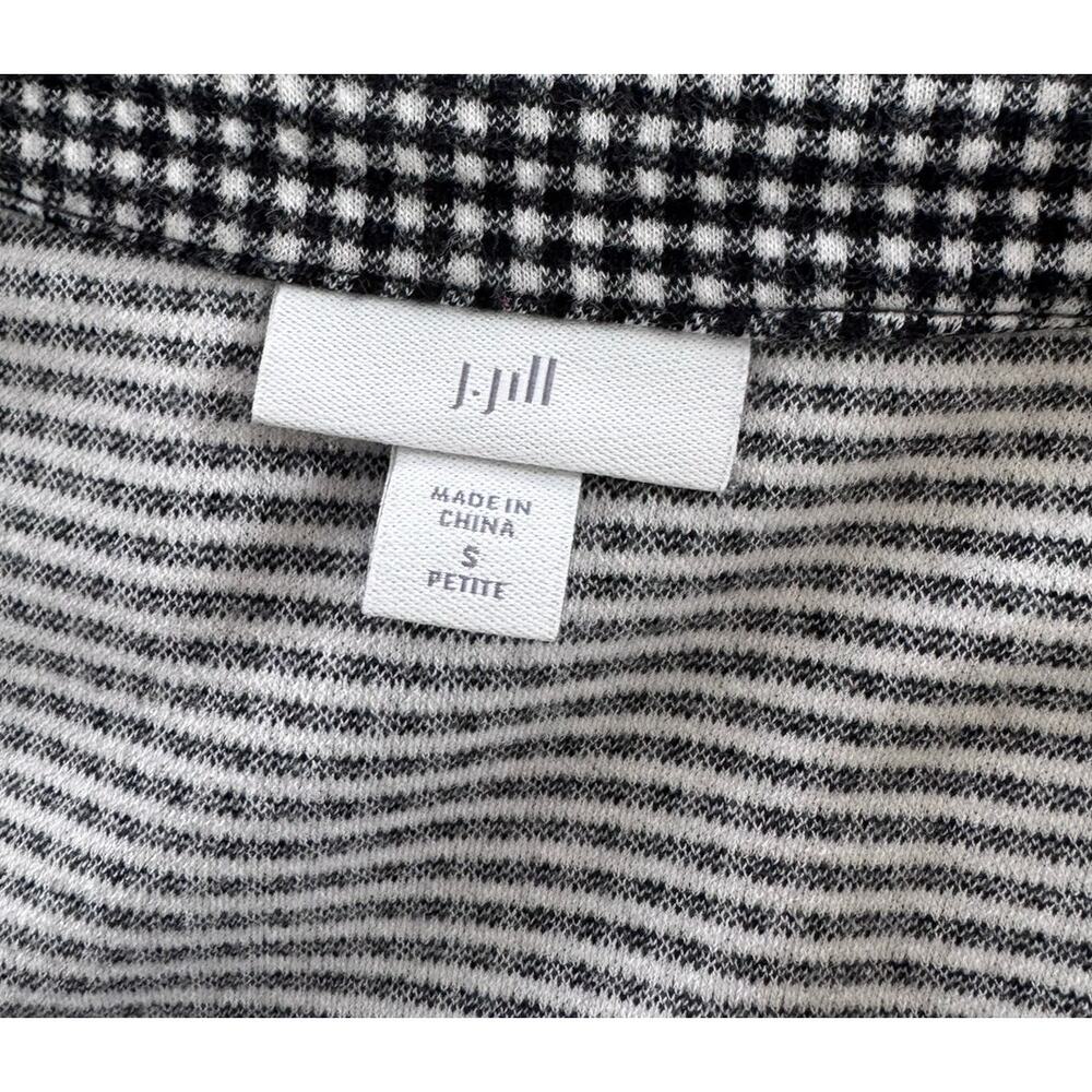 J. Jill Small Petite SP V Neck Dress Black White Check Cotton Modal Rayon - Picture 5 of 12